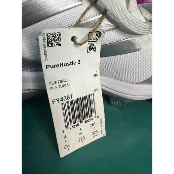 Adidas PureHustle 2 Softball Cleats Women’s Size 5.5 White Silver FY4387 - Picture 6 of 7